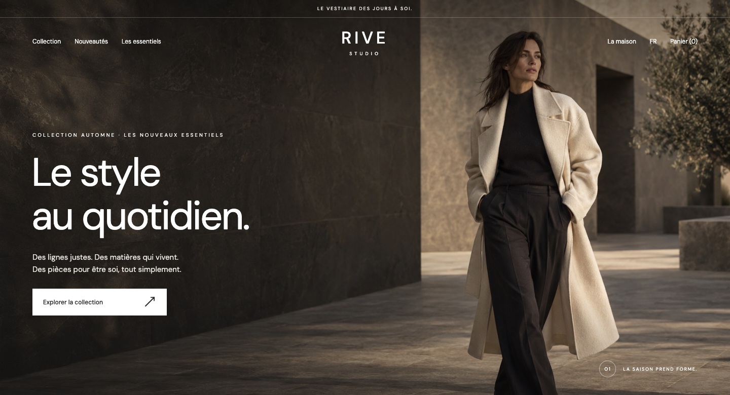 Concept démo de site : Rive Studio